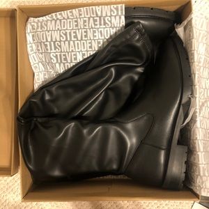 Over the knee vegan leather black boots